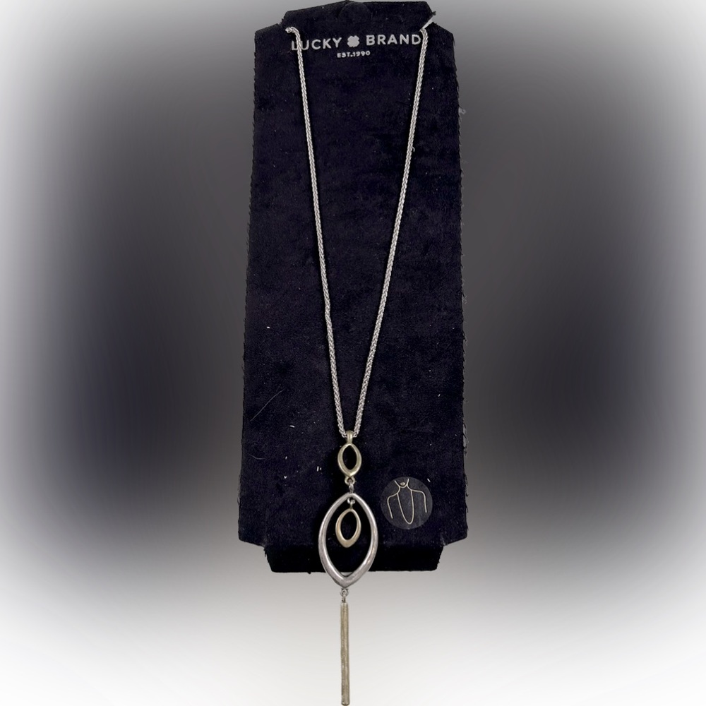 New Lucky Brand Long Oval Statement Necklace